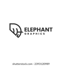 Vector Logo Illustration Elephant Line Art Style