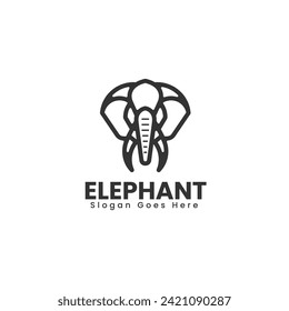 Vector Logo Illustration Elephant Line Art Style