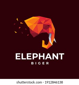Vector Logo Illustration Elephant Low Polly Style.
