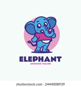 Vektorgrafik Logo Illustration Elefanten Maskottchen Cartoon Stil.
