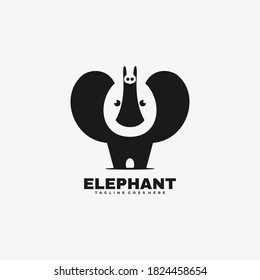 Logo Vector Ilustración Elefante Estilo Espacio Negativo.