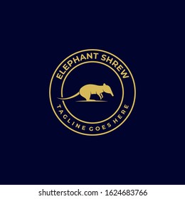 Vector Logo Illustration Elephant Shrew Vintage Badge