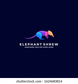 Vector Logo Illustration Elephant Shrew Gradient Colorful