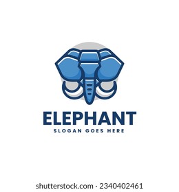 Vector Logo Illustration Elephant Simple Mascot Style