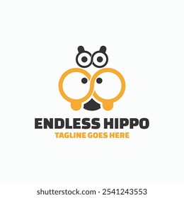 Ilustração de logotipo de vetor Estilo de mascote simples de Hippo sem fim