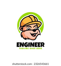 Vector Logo Illustration Engineer Mascot Cartoon Style.