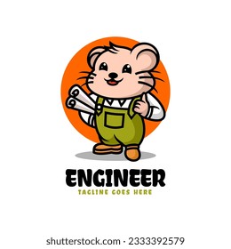 Vector Logo Illustration Engineer Mascot Cartoon Style.