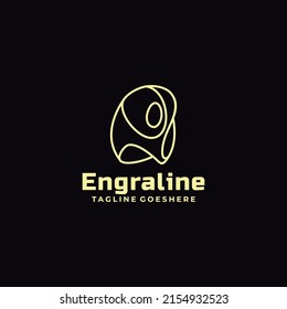 Ilustración con logotipo vectorial que graba el estilo de arte de la línea.