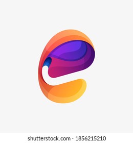 Vector Logo Illustration Equal Gradient Colorful Style.