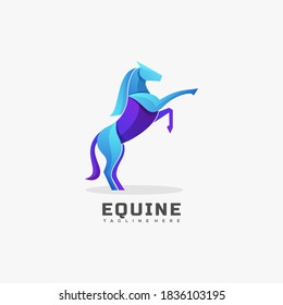 Vector Logo Illustration Equine Gradient Colorful Style.