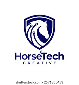 Vector Logo Illustration Equine Gradient Colorful Style, Technology, Smart, Future, Logo Design Vector.