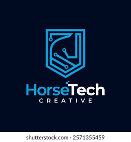 Vector Logo Illustration Equine Gradient Colorful Style, Technology, Smart, Future, Logo Design Vector.