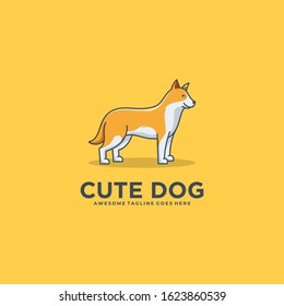 Vector Logo Illustration Eskimo Dog Pose Cute Cartoon