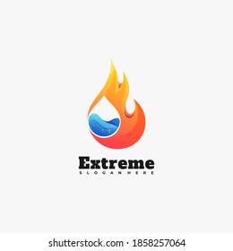 Vector Logo Illustration Extreme Gradient Colorful Style.