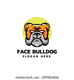 Vector Logo Illustration Face Bulldog Simple Mascot Style.