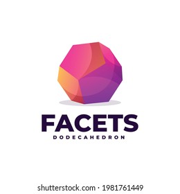 Vektorgrafik-Logo-Illustration Facets Dodecahedron Farbverlauf-Stil.