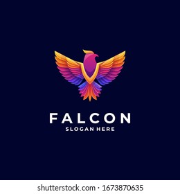 Vector Logo Illustration Falcon Gradient Colorful Style.
