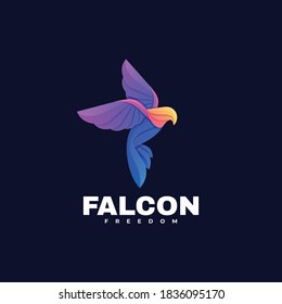 Vector Logo Illustration Falcon Gradient Colorful Style.