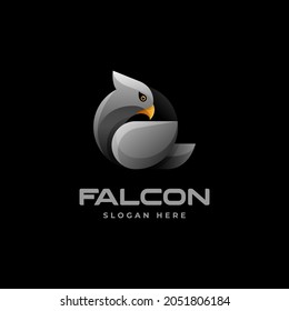 Vector Logo Illustration Falcon Gradient Colorful Style.
