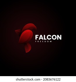 Vector Logo Illustration Falcon Gradient Colorful Style.