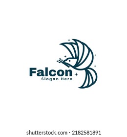 Vector Logo Illustration Falcon Line Art Style.