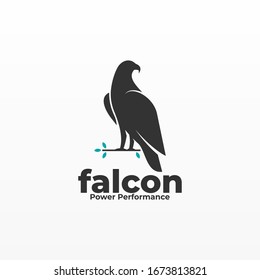 Vektorillustration Logo Illustration Falcon Pose Silhouette Stil.