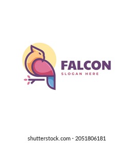 Vector Logo Illustration Falcon Simple Mascot Style.