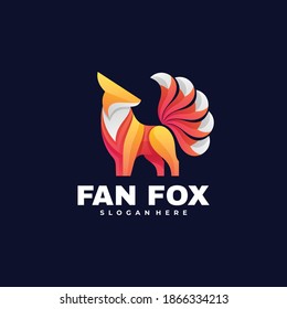 Vector Logo Illustration Fan Fox Gradient Colorful Style.