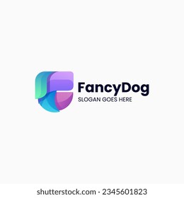 Vector Logo Illustration Fancy Dog Gradient Colorful Style