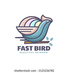 Vector Logo Illustration Fast Bird Simple Mascot Style.