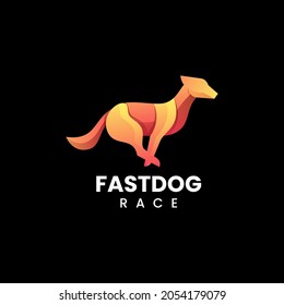 Vector Logo Illustration Fast Dog Gradient Colorful Style.