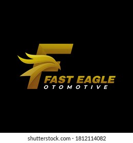 Vector Logo Illustration Fast Eagle Gradient Colorful Style.