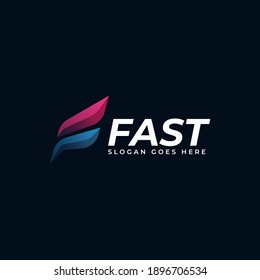 Vector Logo Illustration Fast Gradient Colorful Style.