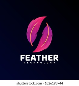 Vector Logo Illustration Feather Gradient Colorful Style.