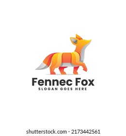 Vector Logo Illustration Fennec Fox Gradient Colorful Style.