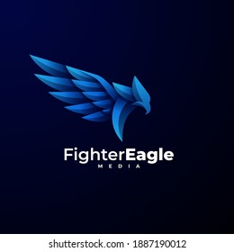 Vector Logo Illustration Fighter Eagle Gradient Colorful Style.