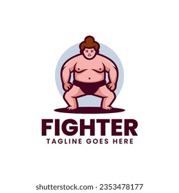 Vector Logo Illustration Fighter Mascot Cartoon Style.