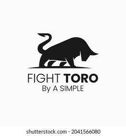 Vector Logo Illustration Fighting Bull Silhouette Style.