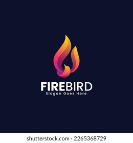 Vector Logo Illustration Fire Bird Gradient Colorful Style