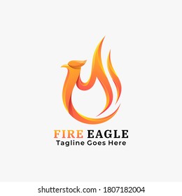 Vector Logo Illustration Fire Eagle Gradient Colorful Style.