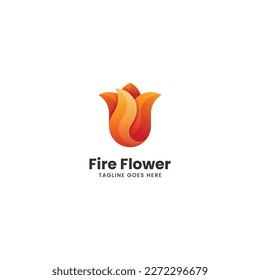 Vector Logo Illustration Fire Flower Gradient Colorful Style.