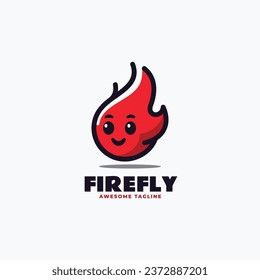 Vector Logo Illustration Fire Fly Mascot Cartoon Style.