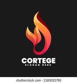 Vector Logo Illustration Fire Gradient Colorful Style.