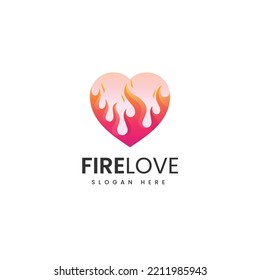 Logotipo vectorial Ilustración Fuego Estilo Colorido gradiente de amor.