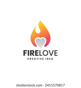 Logo Vector Ilustración Estilo de color gradiente de amor contra incendios