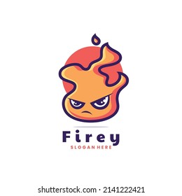 Vector Logo Illustration Fire Mascot Cartoon Style.