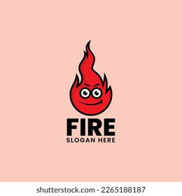 Logo Vector Ilustración Estilo De Caricatura De Mascota De Fuego.