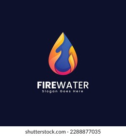 Vector Logo Illustration Fire Water Gradient Colorful Style