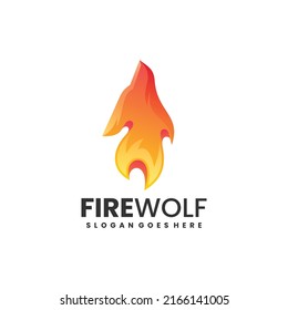 Vector Logo Illustration Fire Wolf Gradient Colorful Style
