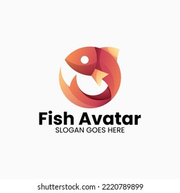 Vector Logo Illustration Fish Avatar Gradient Colorful Style.